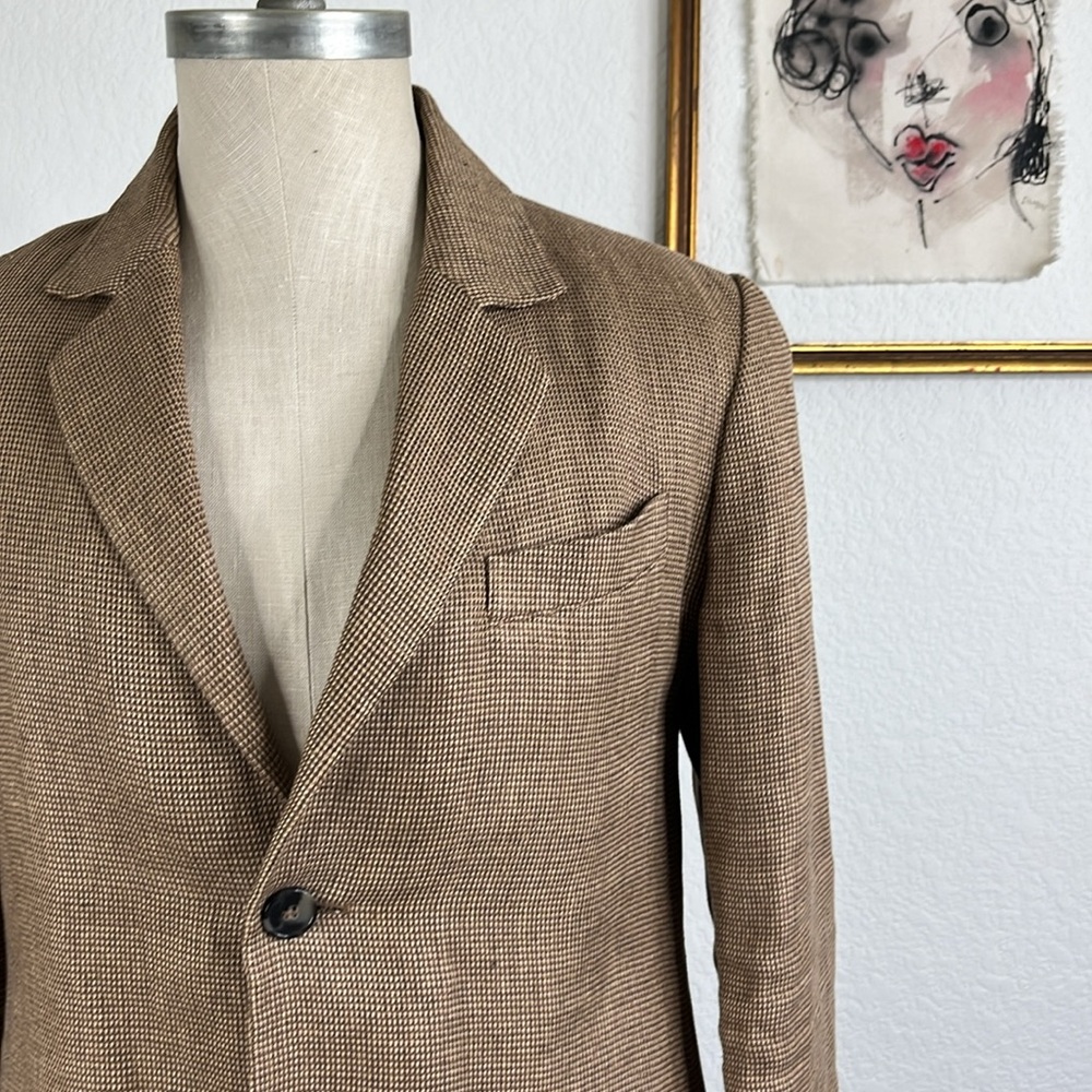 A.P.C. Car Tweed Hounstooh Classic Brown Blazer Caot Jacket - Picture 2 of 9